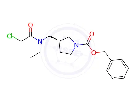 Chemical structure of Benzyl 3-((2-chloro-N-ethylacetamido)methyl)pyrrolidine-1-carboxylate