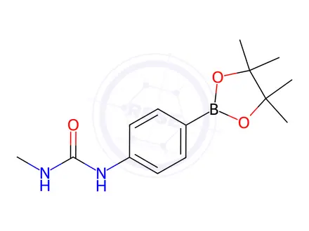 Chemical structure of 1-Methyl-3-(4-(4,4,5,5-tetramethyl-1,3,2-dioxaborolan-2-yl)phenyl)urea