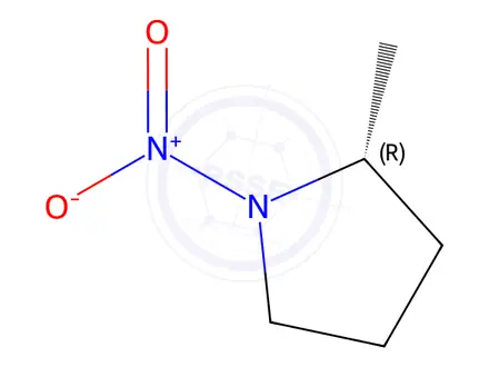 Chemical structure of Pyrrolidine, 2-methyl-1-nitro-, (R)-(9CI)