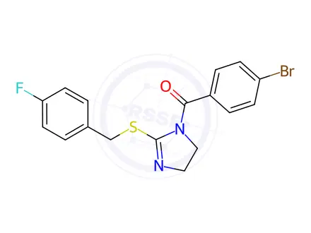 Chemical structure of (4-Bromophenyl)(2-((4-fluorobenzyl)thio)-4,5-dihydro-1H-imidazol-1-yl)methanone