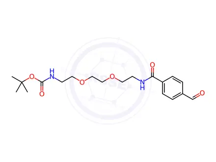 Chemical structure of tert-butyl (2-(2-(2-(4-formylbenzamido)ethoxy)ethoxy)ethyl)carbamate