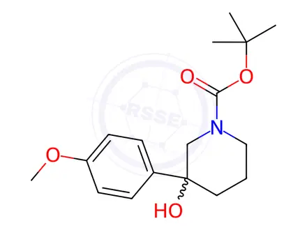 Chemical structure of tert-Butyl 3-hydroxy-3-(4-methoxyphenyl)-1-piperidinecarboxylate