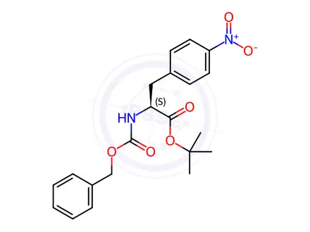 Chemical structure of (S)-tert-Butyl 2-(((benzyloxy)carbonyl)-amino)-3-(4-nitrophenyl)propanoate