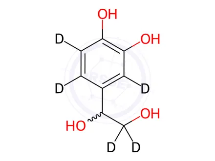 Chemical structure of rac 3,4-Dihydroxyphenylethylene Glycol-d5