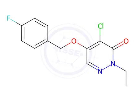 Chemical structure of 4-Chloro-2-ethyl-5-((4-fluorobenzyl)oxy)pyridazin-3(2H)-one