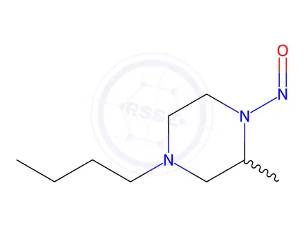 Chemical structure of Piperazine, 4-butyl-2-methyl-1-nitroso-(9CI)