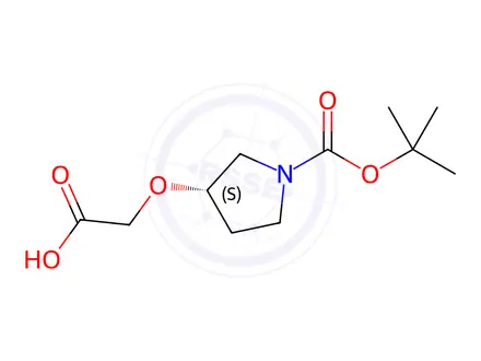 Chemical structure of 1-(1,1-Dimethylethyl) (3S)-3-(carboxymethoxy)-1-pyrrolidinecarboxylate