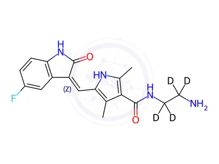 Chemical structure of N,N-Didesethyl Sunitinib-d4 Hydrochloride