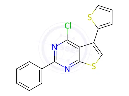 Chemical structure of 4-Chloro-2-phenyl-5-(thiophen-2-yl)thieno[2,3-d]pyrimidine
