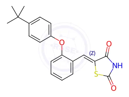 Chemical structure of (5Z)-5-{[2-(4-tert-butylphenoxy)phenyl]methylidene}-1,3-thiazolidine-2,4-dione