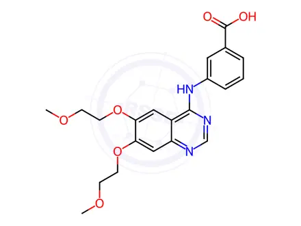 Chemical structure of 3-((6,7-Bis(2-methoxyethoxy)quinazolin-4-yl)amino)benzoic acid hydrochloride