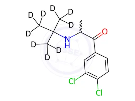 Chemical structure of 4-Chloro Bupropion-d9 Fumarate