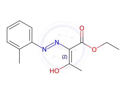 Chemical structure of Butanoic acid, 2-[2-(2-Methylphenyl)hydrazinylidene]-3-oxo-, ethyl ester