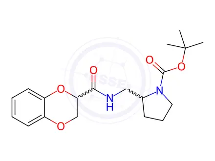 Chemical structure of tert-Butyl 2-((2,3-dihydrobenzo[b][1,4]dioxine-2-carboxamido)methyl)pyrrolidine-1-carboxylate