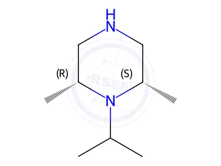 Chemical structure of Piperazine, 2,6-dimethyl-1-(1-methylethyl)-, (2R,6S)-rel-(9CI)