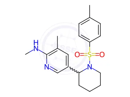 Chemical structure of N,3-dimethyl-5-(1-tosylpiperidin-2-yl)pyridin-2-amine