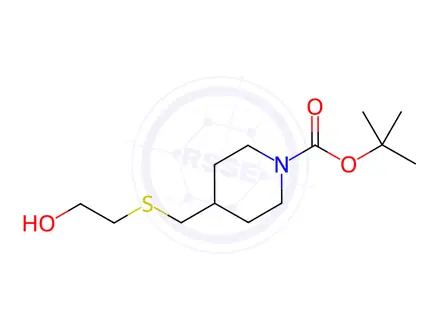 Chemical structure of 4-(2-Hydroxy-ethylsulfanylMethyl)-piperidine-1-carboxylic acid tert-butyl ester