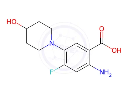Chemical structure of 2-Amino-4-fluoro-5-(4-hydroxypiperidin-1-yl)benzoic acid