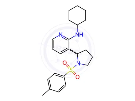 Chemical structure of N-Cyclohexyl-3-(1-tosylpyrrolidin-2-yl)pyridin-2-amine