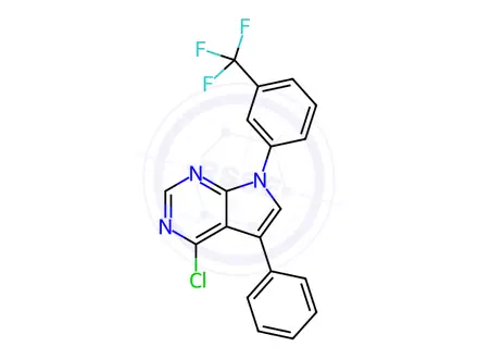 Chemical structure of 4-chloro-5-phenyl-7-[3-(trifluoromethyl)phenyl]-7h-pyrrolo[2,3-d]pyrimidine