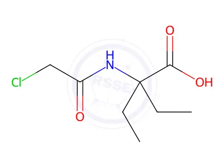 Chemical structure of Butanoic acid, 2-[(chloroacetyl)amino]-2-ethyl-(9CI)