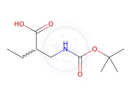 Chemical structure of Butanoic acid, 2-[[[(1,1-dimethylethoxy)carbonyl]amino]methyl]-