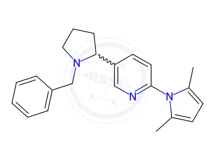 Chemical structure of 5-(1-Benzylpyrrolidin-2-yl)-2-(2,5-dimethyl-1H-pyrrol-1-yl)pyridine