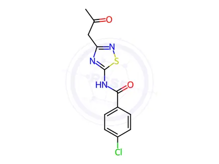 Chemical structure of 4-Chloro-N-(3-(2-oxopropyl)-1,2,4-thiadiazol-5-yl)benzamide