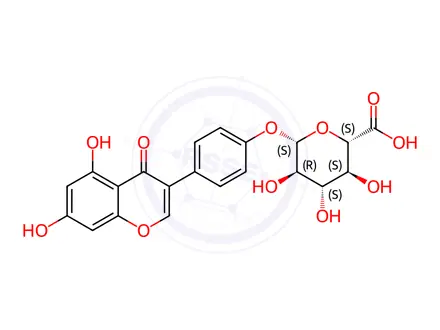 Chemical structure of Genistein 4'-β-D-Glucuronide