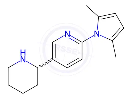Chemical structure of 2-(2,5-Dimethyl-1H-pyrrol-1-yl)-5-(piperidin-2-yl)pyridine