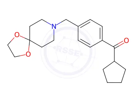Chemical structure of (4-((1,4-Dioxa-8-azaspiro[4.5]Decan-8-yl)methyl)phenyl)(cyclopentyl)methanone