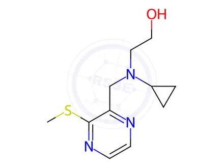 Chemical structure of 2-(Cyclopropyl((3-(methylthio)pyrazin-2-yl)methyl)amino)ethanol