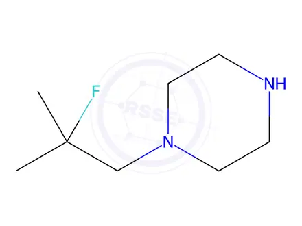 Chemical structure of PIPERAZINE, 1-(2-FLUORO-2-METHYLPROPYL)-, HYDROCHLORIDE (1:2)