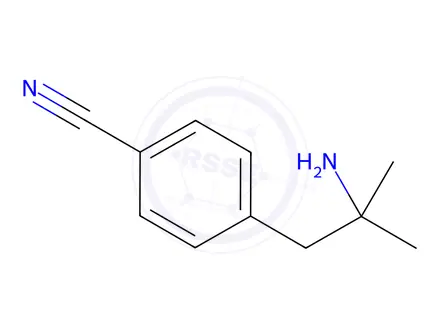 Chemical structure of Benzonitrile, 4-(2-amino-2-methylpropyl)-