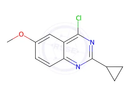 Chemical structure of Quinazoline, 4-chloro-2-cyclopropyl-6-methoxy-