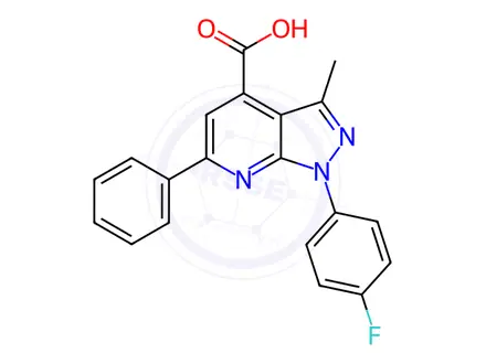 Chemical structure of 1-(4-Fluorophenyl)-3-methyl-6-phenyl-1h-pyrazolo[3,4-b]pyridine-4-carboxylic acid