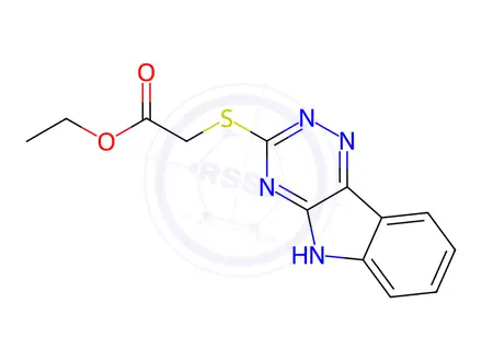 Chemical structure of Acetic acid, (2H-1,2,4-triazino[5,6-b]indol-3-ylthio)-, ethyl ester