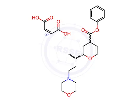 Chemical structure of maleic acid, compound with 1-methyl-3-morpholinopropyl 4-phenyltetrahydro-2H-pyran-4-carboxylate (1:1)