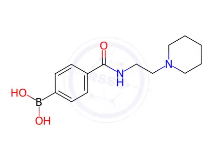 Chemical structure of (4-((2-(Piperidin-1-yl)ethyl)carbamoyl)phenyl)boronic acid hydrochloride
