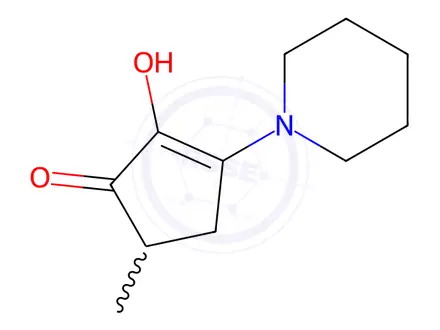 Chemical structure of 2-Hydroxy-5-methyl-3-(1-piperidinyl)-2-cyclopenten-1-one