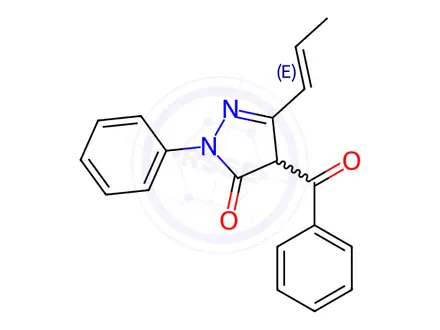 Chemical structure of 4-Benzoyl-1-phenyl-3-(prop-1-en-1-yl)-1H-pyrazol-5(4H)-one