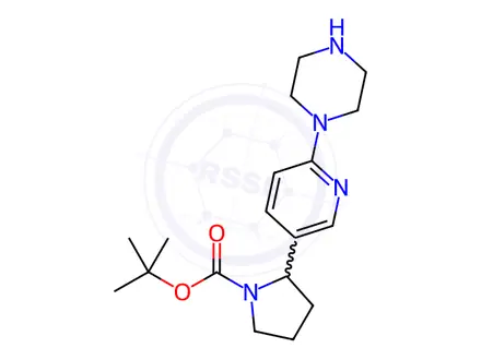 Chemical structure of tert-Butyl 2-(6-(piperazin-1-yl)pyridin-3-yl)pyrrolidine-1-carboxylate