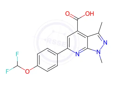 Chemical structure of 6-[4-(difluoromethoxy)phenyl]-1,3-dimethyl-1H-pyrazolo[3,4-b]pyridine-4-carboxylic acid