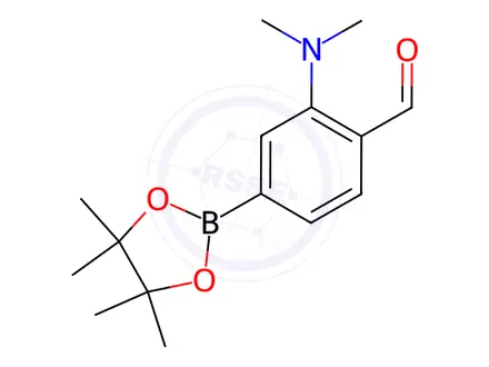 Chemical structure of 2-(Dimethylamino)-4-(4,4,5,5-tetramethyl-1,3,2-dioxaborolan-2-yl)benzaldehyd