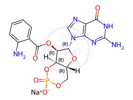 Chemical structure of GUANOSINE 3',5'-CYCLIC MONOPHOSPHATE, 2'-O-ANTHRANILOYL-, SODIUM SALT