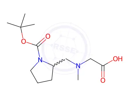 Chemical structure of 2-[(CarboxyMethyl-Methyl-aMino)-Methyl]-pyrrolidine-1-carboxylic acid tert-butyl ester