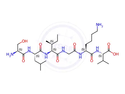 Chemical structure of PAR-2 (1-6) (human) trifluoroacetate salt H-Ser-Leu-Ile-Gly-Lys-Val-OH trifluoroacetate salt