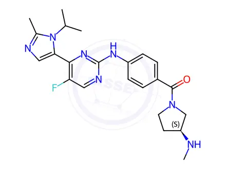 Chemical structure of [4-[[5-Fluoro-4-[2-methyl-1-(1-methylethyl)-1H-imidazol-5-ly]-2-pyrimidinyl]amino]phenyl][(3S)-3-(methylamino)-1-pyrrolidinyl]methanone
