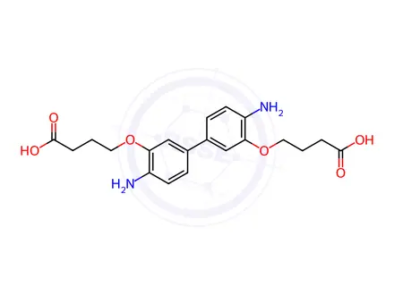Chemical structure of 4,4'-((4,4'-Diamino-[1,1'-biphenyl]-3,3'-diyl)bis(oxy))dibutyric acid