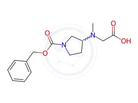 Chemical structure of 2-((1-((Benzyloxy)carbonyl)pyrrolidin-3-yl)(methyl)amino)acetic acid